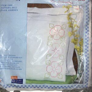 Jack Dempsey Needle Art Pillowcases Embroidery Kit Posie Garden Standard Size